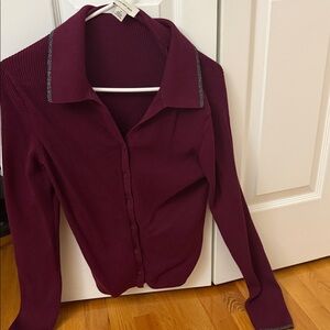 Calvin Klein Jeans Burgundy Button Down Shirt